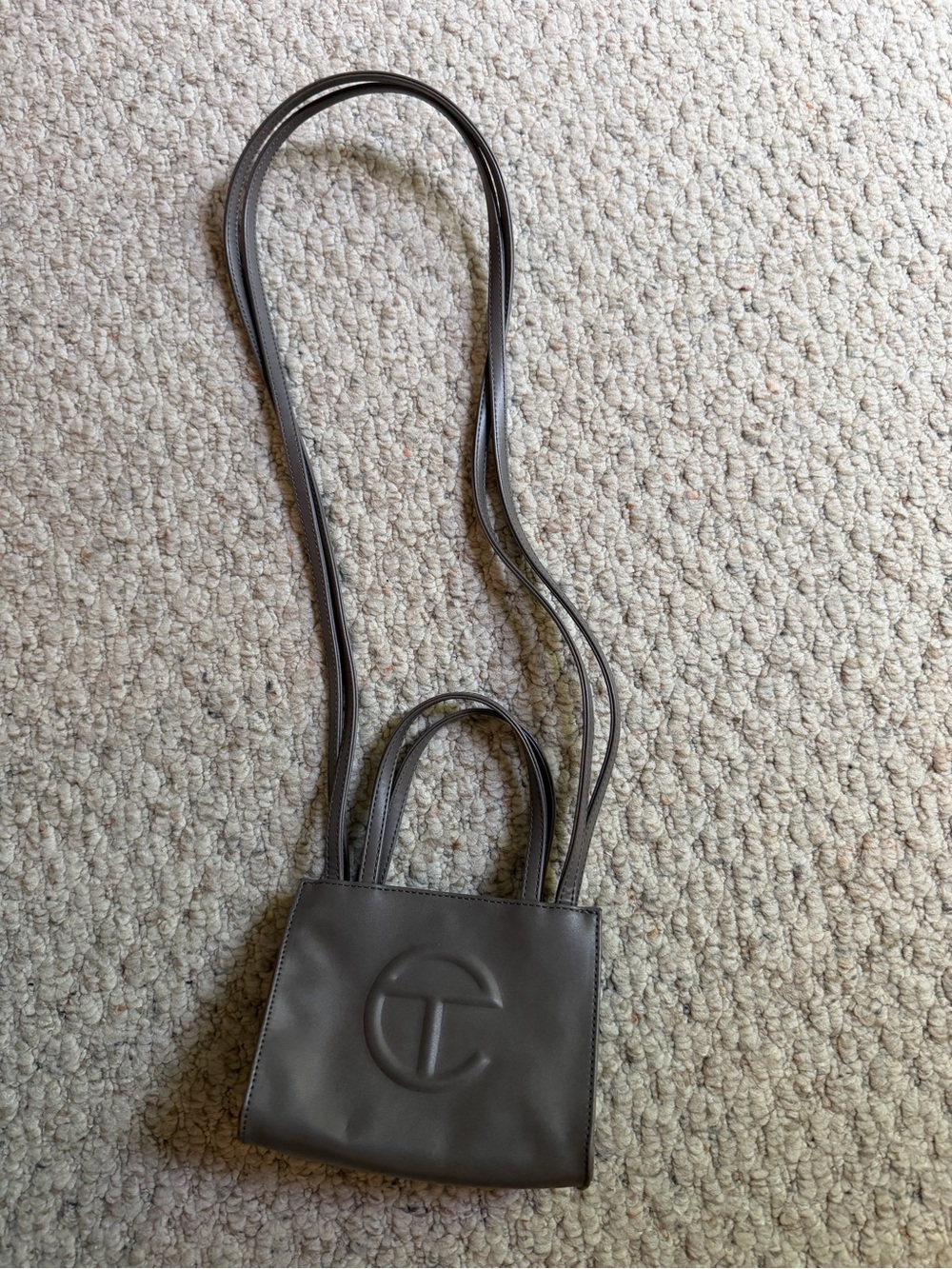 Telfar Minimalist Small Crossbody purse in Dark Gray
